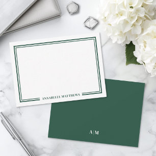 Carte De Correspondance Élégant Monogramme Vert Émeraude