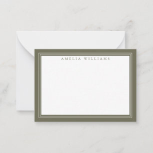 Carte De Correspondance Élégant Monogramme vert olive Limite minimale