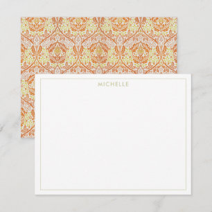 Carte De Correspondance Élégant motif floral orange