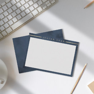 Carte De Correspondance Elegant Navy Blue Gold Detail Professionnel