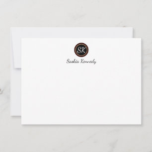 Carte De Correspondance Élégant Noir Brown Mix Monogramme Professionnel