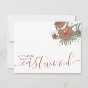 Carte De Correspondance Élégant nom de couple Mariage Floral