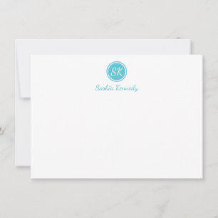 Carte De Correspondance Élégant Ocean Blue Script Monogramme Professionnel