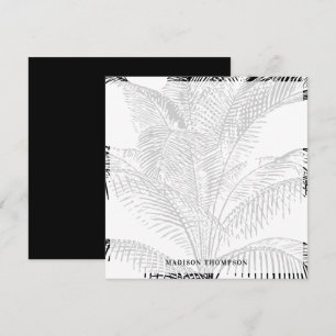Carte De Correspondance Elégant Palm Tree Feuille Motif noir et blanc