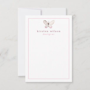 Carte De Correspondance Élégant Papillon rose pâle Personnalisé