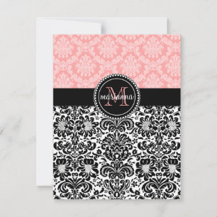 Carte De Correspondance Elégant Paris Baby Rose Noir Damas Personnalisé