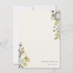 Carte De Correspondance Élégant Pastel Boho Blush Blue Green Leafy Floral