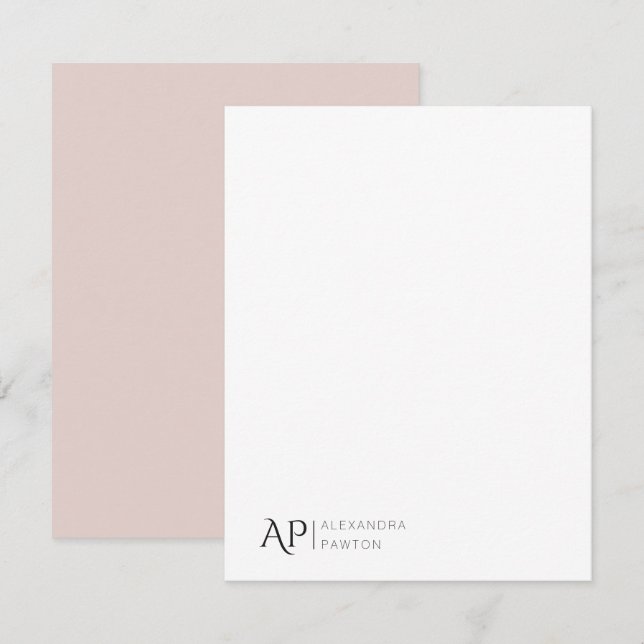 Carte De Correspondance Élégant Pastel Rose Personnalisé Nom personnel (Devant / Derrière)