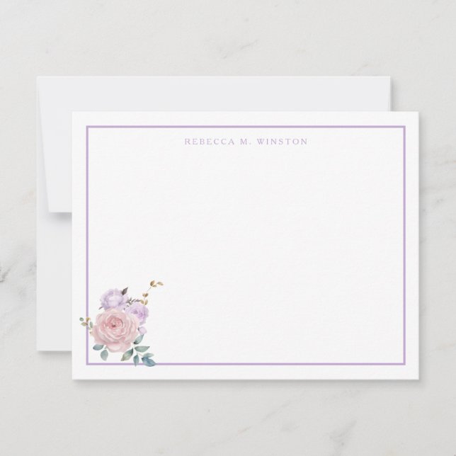 Carte De Correspondance Élégant personnalisé de verdure rose violet  (Devant)