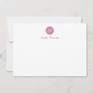 Carte De Correspondance Élégant Pink Blush Script Monogramme Professionnel