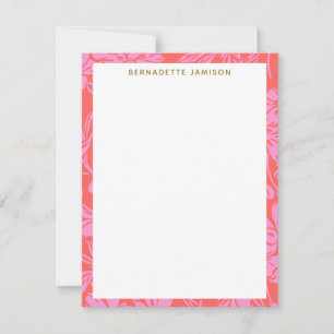Carte De Correspondance Elégant Pink Red Botanical Bordure personnalisée