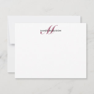 Carte De Correspondance Élégant professionnel Bourgogne rouge Monogramme