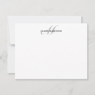 Carte De Correspondance Élégant professionnel noir gris script Monogramme