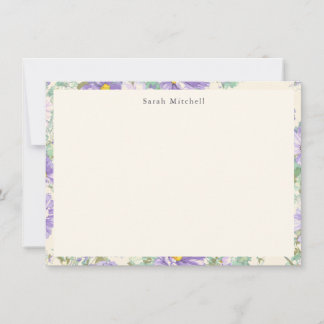 Carte De Correspondance Elegant Purple Cosmos Floral Personalized Notecard