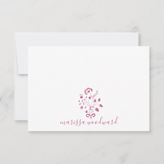 Carte De Correspondance Élégant Rose rose floral Vin Nom du script (Devant)