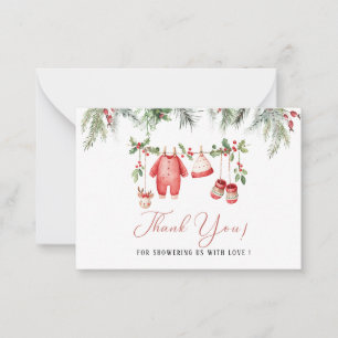 Carte De Correspondance Élégant Santa aquarelle bébé Noël Baby showe