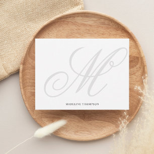Carte De Correspondance Élégant Script classique Gris Monogramme Calligrap