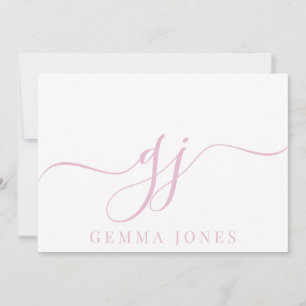 Carte De Correspondance Élégant Script initial Pink Monogramme