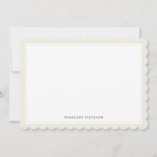 Carte De Correspondance Elegant Simple Modern Cream Scalloped Edge
