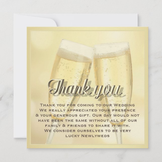 Carte De Correspondance Elégant Toast Champagne Mariage photo Merci (Devant)