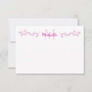 Carte De Correspondance Élégant travail de défilement rose personnalisé 