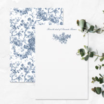Élégant Vintage Français gravé Floral Toile-Blue