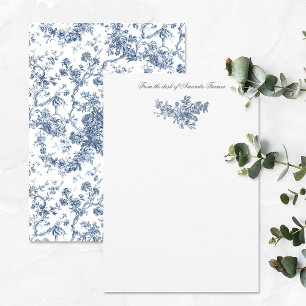 Carte De Correspondance Elegant Vintage French Engraved Floral Toile-Blue