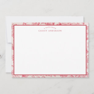 Carte De Correspondance Elégant Vintage Toile Rose De Jouy Motif