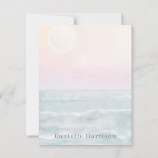 Carte De Correspondance Elegant Watercolor Tropical Beach Minimalist Chic