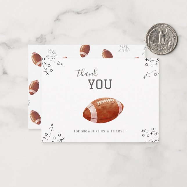 Carte De Correspondance Elégante aquarelle américaine football garçon Baby (Devant/Arrière en situation)