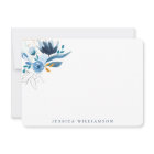 Elégante aquarelle bleue Floral papier à lettres p