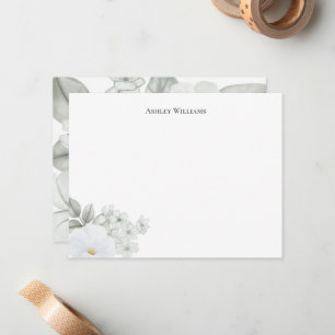 Carte De Correspondance Elégante aquarelle florale personnalisée