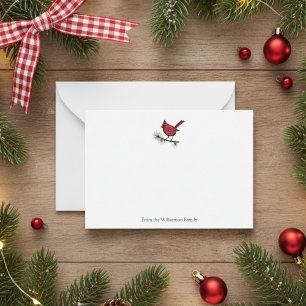 Carte De Correspondance Élégante famille d'oiseaux cardinaux rouges d'hive