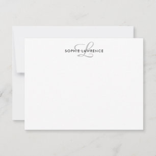 Carte De Correspondance Élégante lettre simple Monogramme Gris Script form