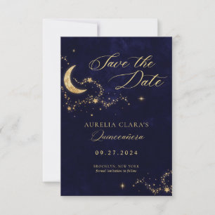 Carte De Correspondance Élégante nuit sous les étoiles Quinceañera