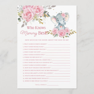 Carte De Correspondance Éléphant Floral Rose Qui Connaît le Mieux Maman Je