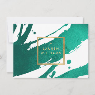 Carte De Correspondance Emerald Green Brushstrokies Certificat cadeau