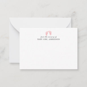 Carte De Correspondance Empreintes Bébé Rose Bleu Mignonne De La Pépinière