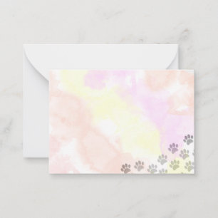 Carte De Correspondance Empreintes de Patte de Chien Peintes à l'Aquarelle