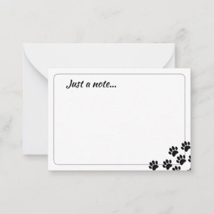 Carte De Correspondance Empreintes de Patte de Chiot Noir Juste une Note