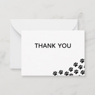 Carte De Correspondance Empreintes de patte de chiot noir Merci