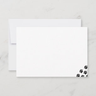Carte De Correspondance Empreintes de patte de compagnie noire