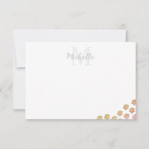 Carte De Correspondance Empreintes de pattes de chiot mignonnes Aquarelle 
