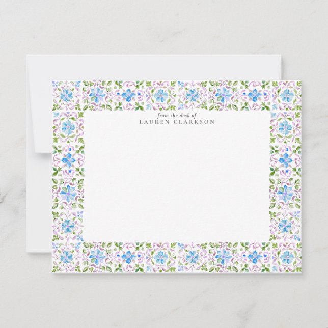 Carte de correspondance en papier à motif de carre (Devant)