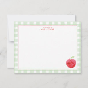 Carte De Correspondance en vichy cadeau Apple enseignant