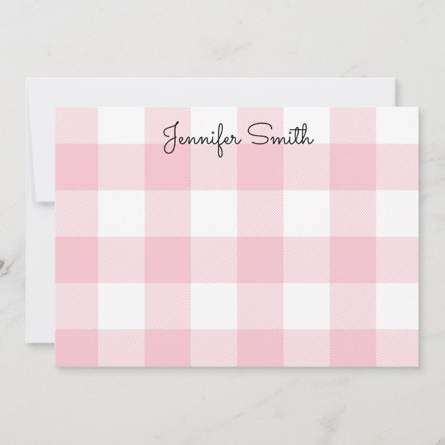 Carte De Correspondance En vichy Pastel rose et blanc (Devant)