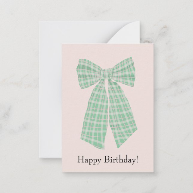 Carte De Correspondance En vichy personnalisable Coquette Bow Blush Annive (Devant)