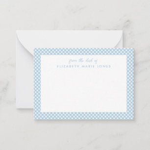Carte De Correspondance En vichy personnalisées Plaid bleu poussiéreux pou