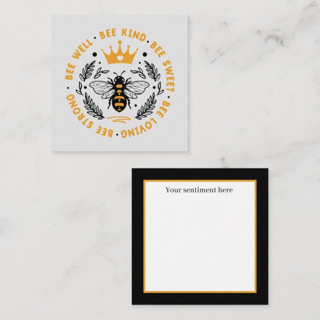 Carte De Correspondance encouragements mignons abeille ajouter du sentimen (Devant / Derrière)