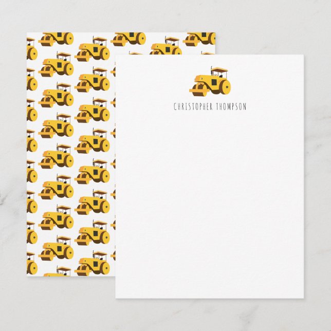 Carte De Correspondance Enfants de camions de construction de rouleaux rou (Devant / Derrière)